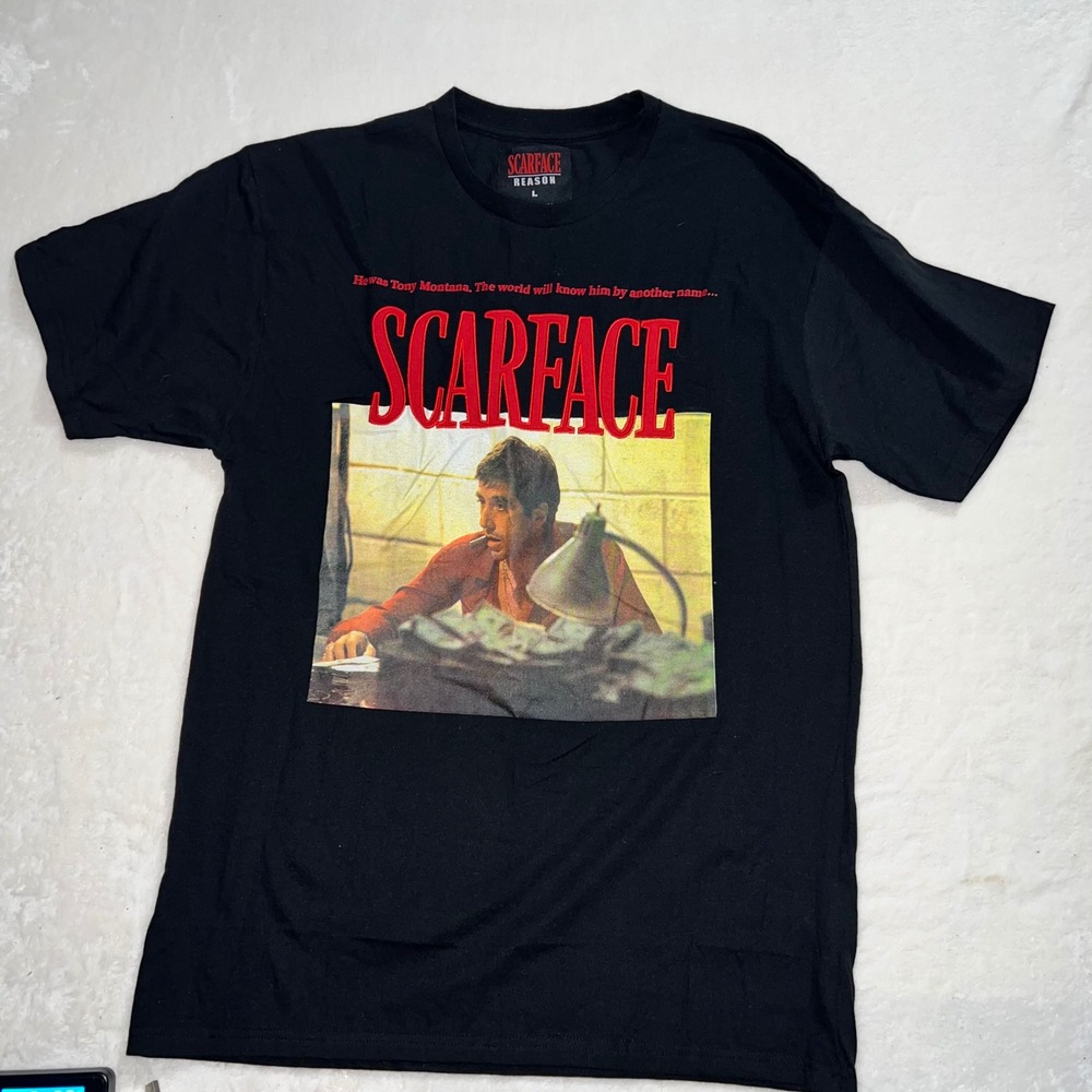 Reason Scarface Tony Montana Graphic T-Shirt Mens Large Black Movie Tee SF-177‎
